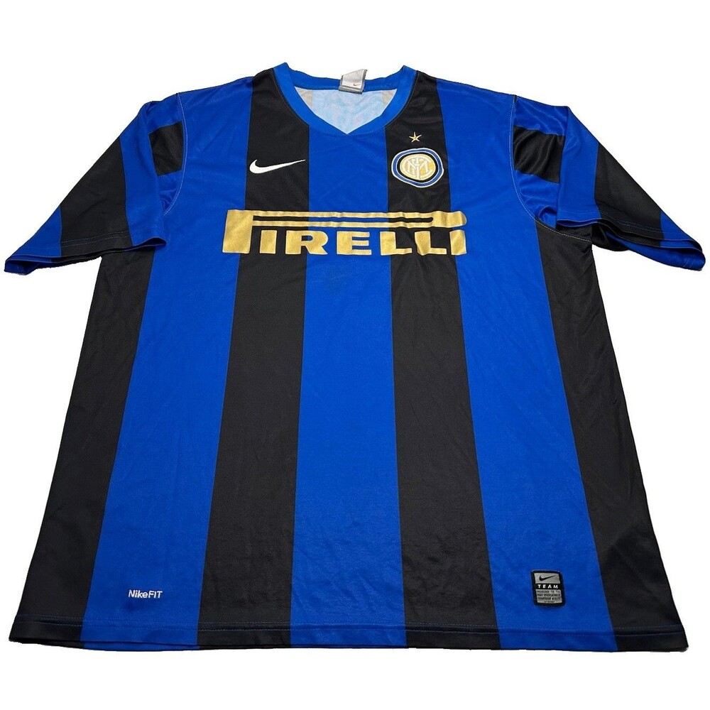 NikeFIT Inter Milan 2008-09 Home Soccer Jersey Size Large Black Blue 339842-490